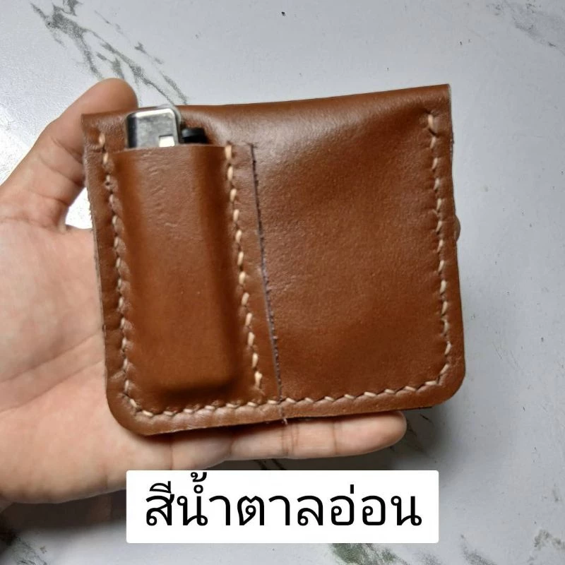 กระเป๋าหนังวัวแท้ Ver.2 ขนาดสูง 9 ซมกว้าง 11 ซมที่ใส่ไ.ฟแนวตั้ง
