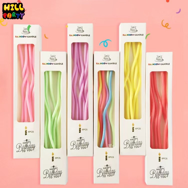 🔥พร้อมส่ง เทียนวันเกิด แบบเกลียว สีมุก และสีพาสเทล เทียน เทียนปักเค้กแบบเกลียวโค้ง