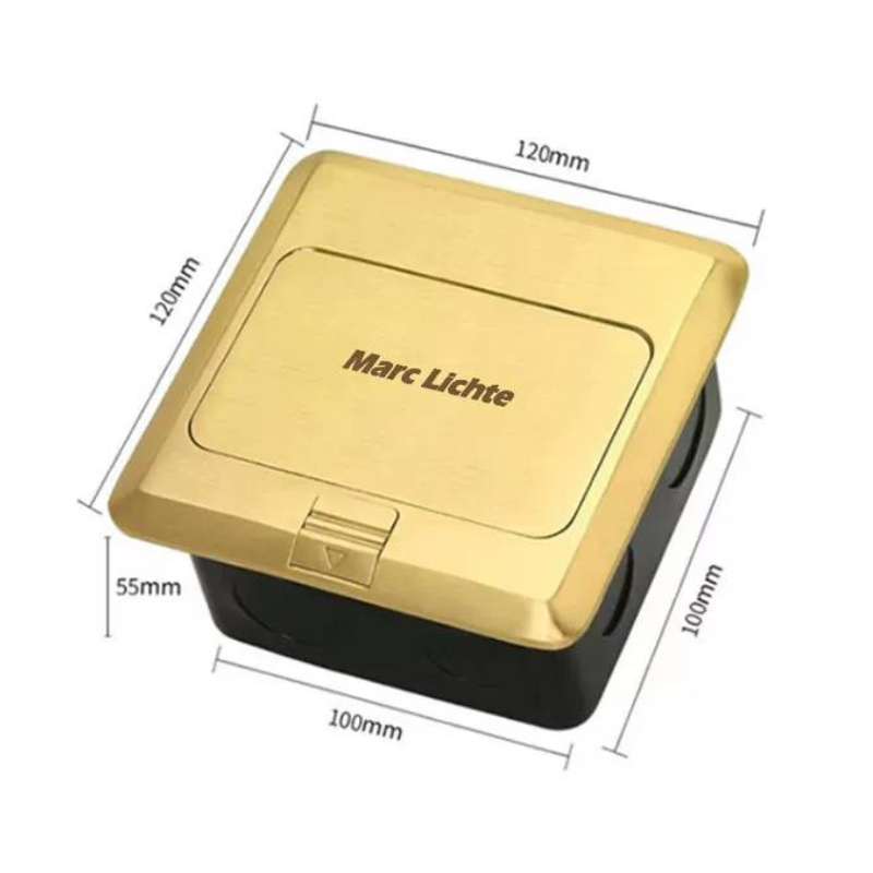 ปลั๊กฝังพื้น ป๊อบอัพฝังพื้น Marc Lichte 6 ขา แบบเปิดหน้าปัดสีทอง (ตัวกล่องเป็นสีเงิน) - รูปที่ 3