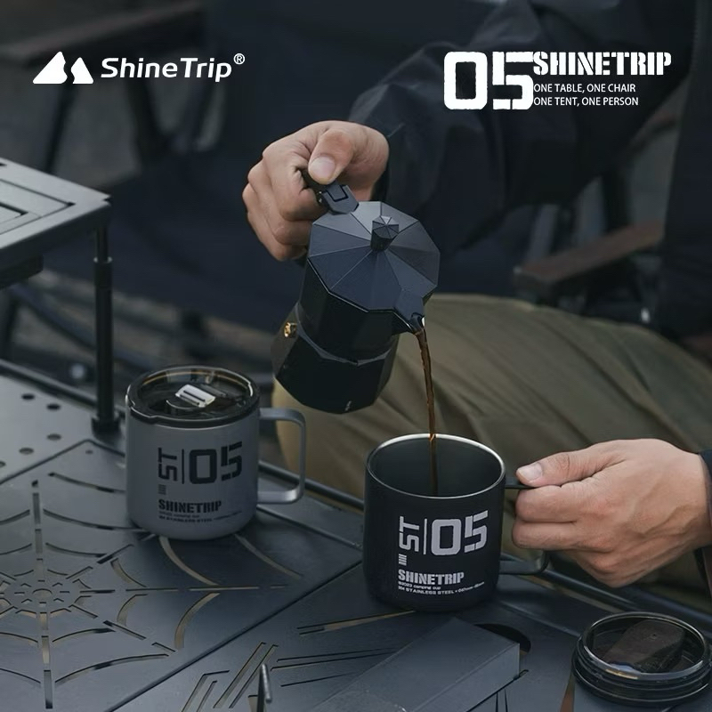 Shine Trip แก้วสแตนเลส304 สองชั้น เคลือบฉนวนกันความร้อน มีฝาปิดป้องกันฝุ่น ความจุ 350ml.
