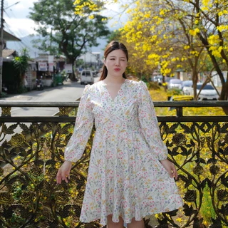 (❤️อกถึง 50”) Fruity Dress เดรสสาวอวบ ชุดสาวอวบ