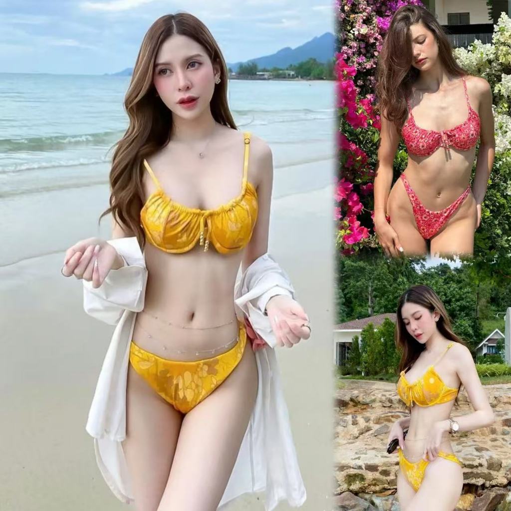 🌸Swift Bra🌸ชุดบิกินี่ ชุดว่ายน้ำ 2 ชิ้น มีแหวนเหล็ก ลายพิมพ์ บิกินี่สวยมาก เหมาะกับการไปเที่ยวทะเล