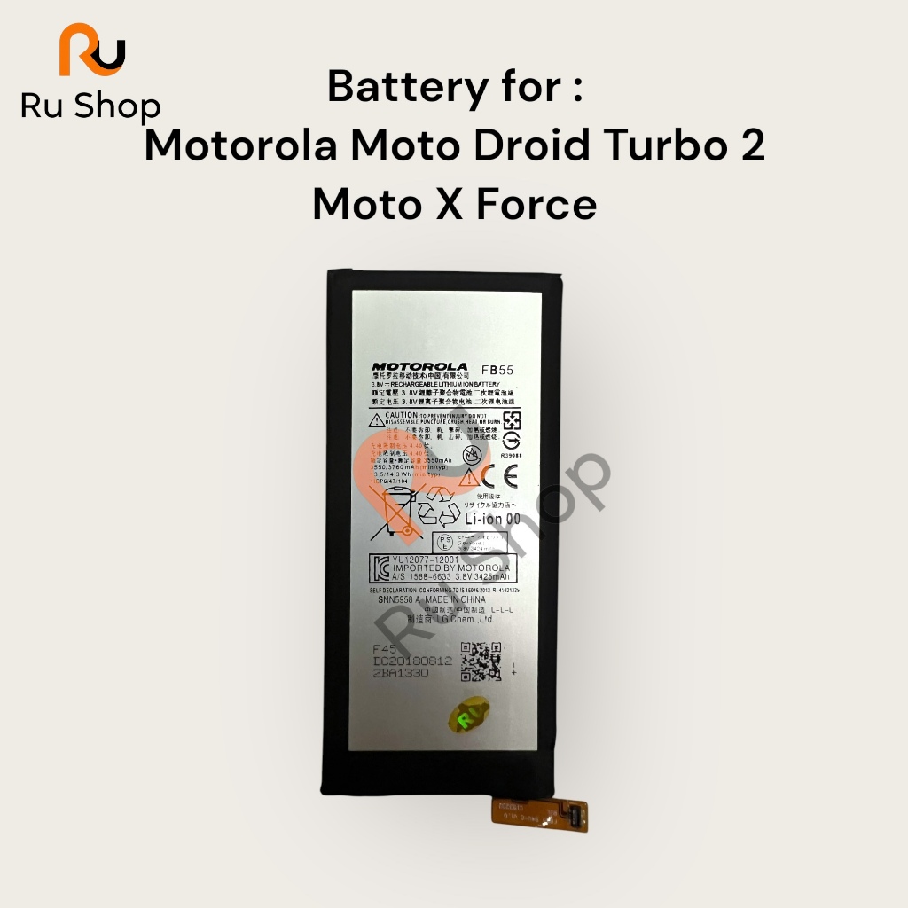 แบตแท้ Motorola Moto Droid Turbo 2/Moto X Force XT1580 XT1581 XT1585 FB55 Battery FB55 3760 mAh