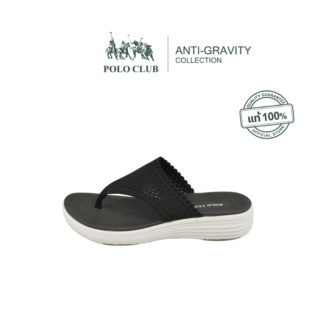 POLO CLUB รองเท้าแตะแบบสวม รุ่น AG-2803 สีดำ | รองเท้าแตะผู้หญิง สูง 1 นิ้ว