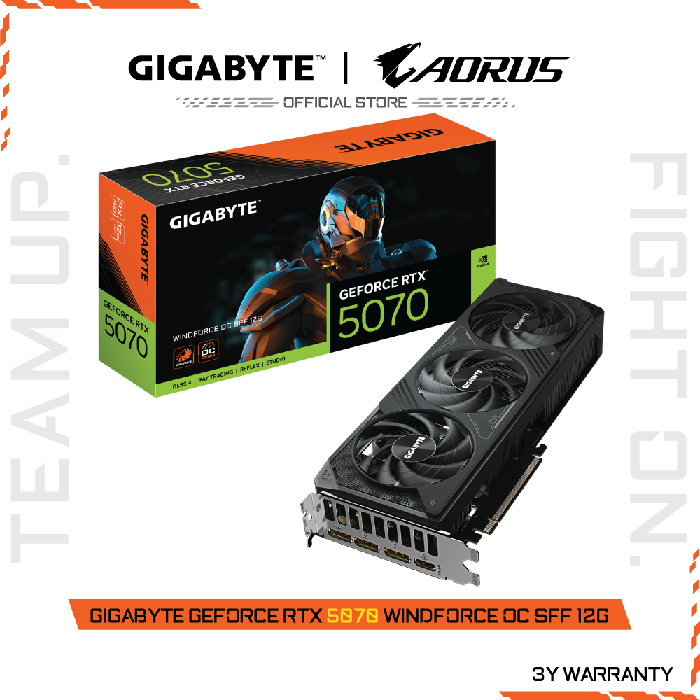 GIGABYTE GeForce RTX 5070 WINDFORCE OC SFF 12G (VGA Card) GV-N5070WF3OC-12GD-1.0