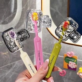 อุปกรณ์จัดระเบียบแปรงสีฟันแบบพกพาคลิปที่เก็บแปรงสีฟันที่ป้องกันแปรงสีฟันแบบพกพาครอบคลุมคลิปหนีบขาย