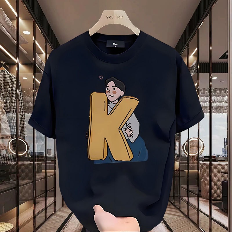 D1069เสื้อยืดแขนสั้น ใส่ได้ทั้งชายและหญิง ลายแฟชั่นสวย