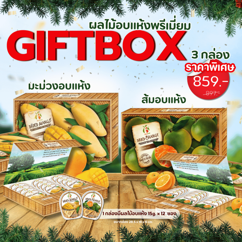 Benefruit Giftbox มะม่วงอบแห้ง🥭ส้มอบแห้ง🍊ของฝากต่างชาติ ของฝากผู้ใหญ่ เซ็ตของขวัญสุดพรีเมี่ยม ขนาด 180 กรัม