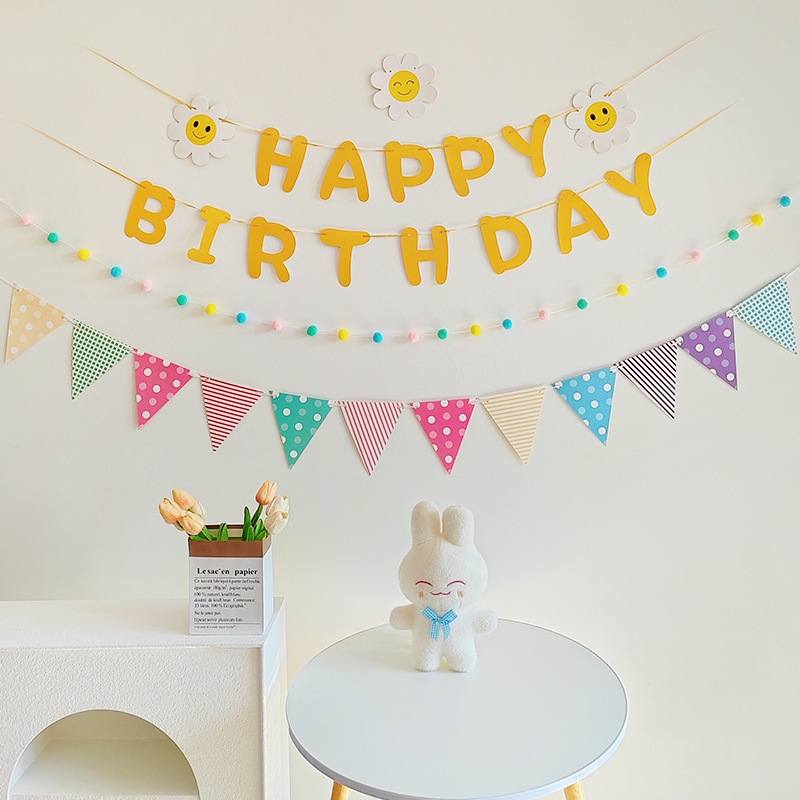 ธงกระดาษ แบนเนอร์ happy birthday ธงประดับงานปาร์ตี้ งานวันเกิด Bannerกระดาษ ยาว1.2เมตร (แบบแบบแขวน)