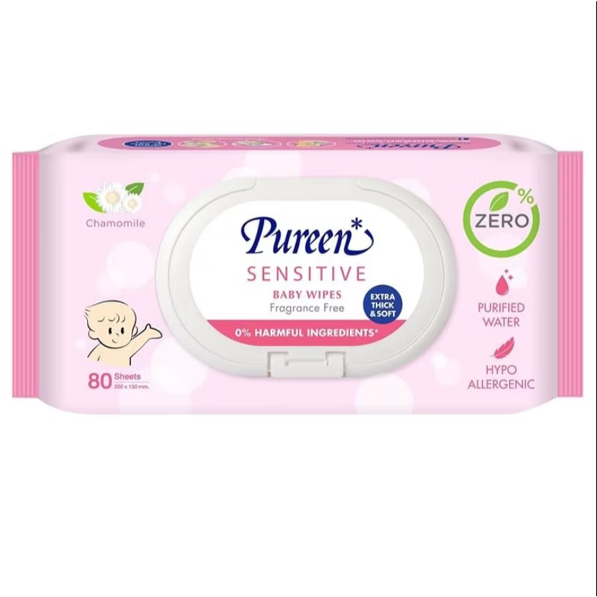 Pureen wipe เพียวรีน ทิชชู่เปียก 80 แผ่น