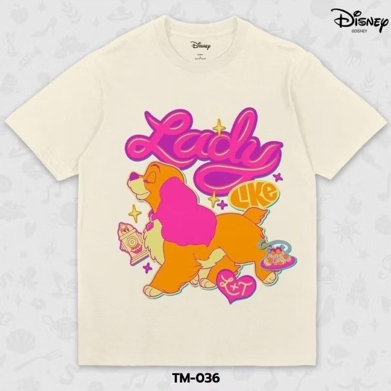 เสื้อDisney ลาย Lady ( lady and the tramp )🐶 ลิขสิทธิ์แท้💯 สีครีม (TM-036)