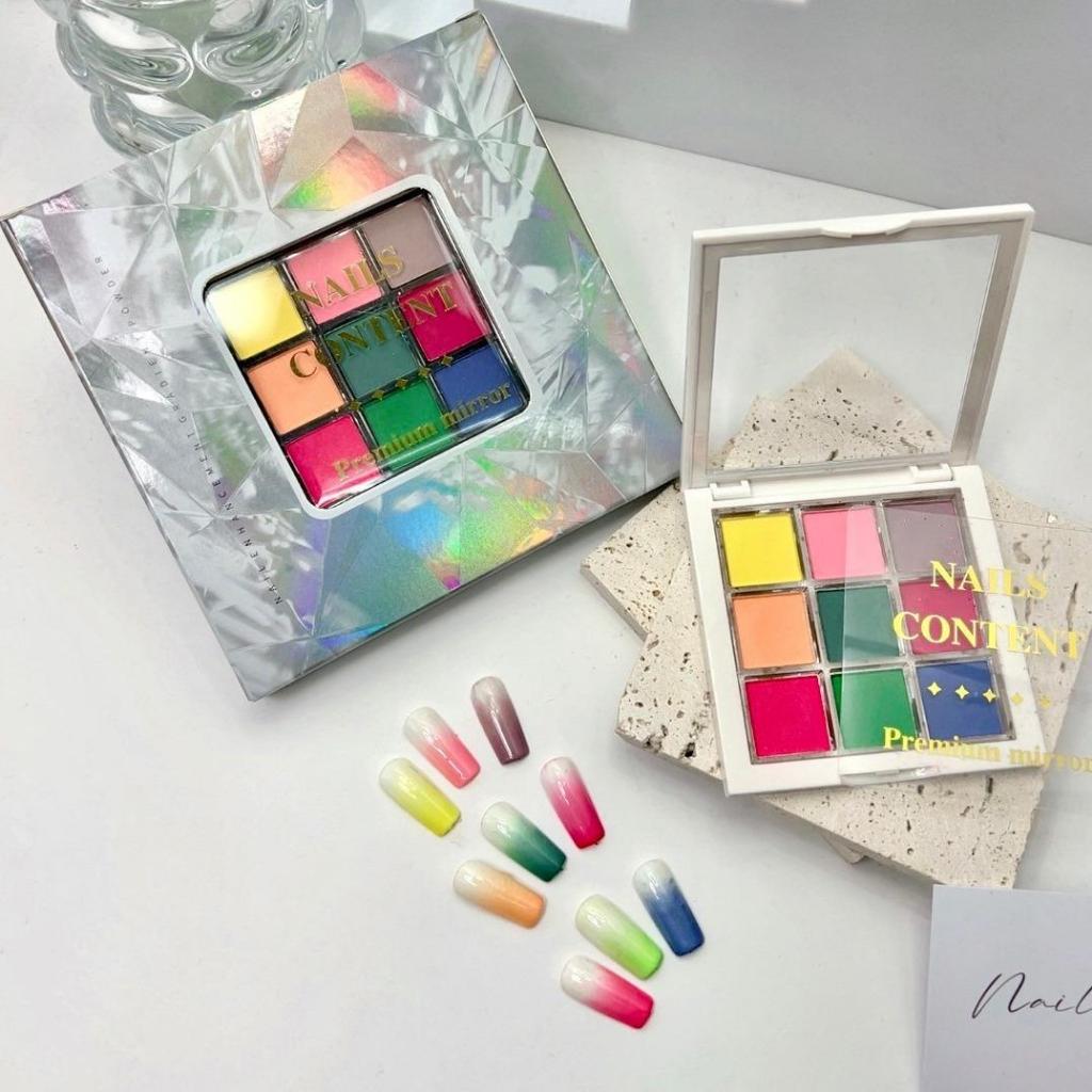 ผงขัด Premium mirror แบรนด์ Nails content เม็ดสีเเน่น ผงขัดกระจกงานพรีเมี่ยม 3 เฉดโทนสี