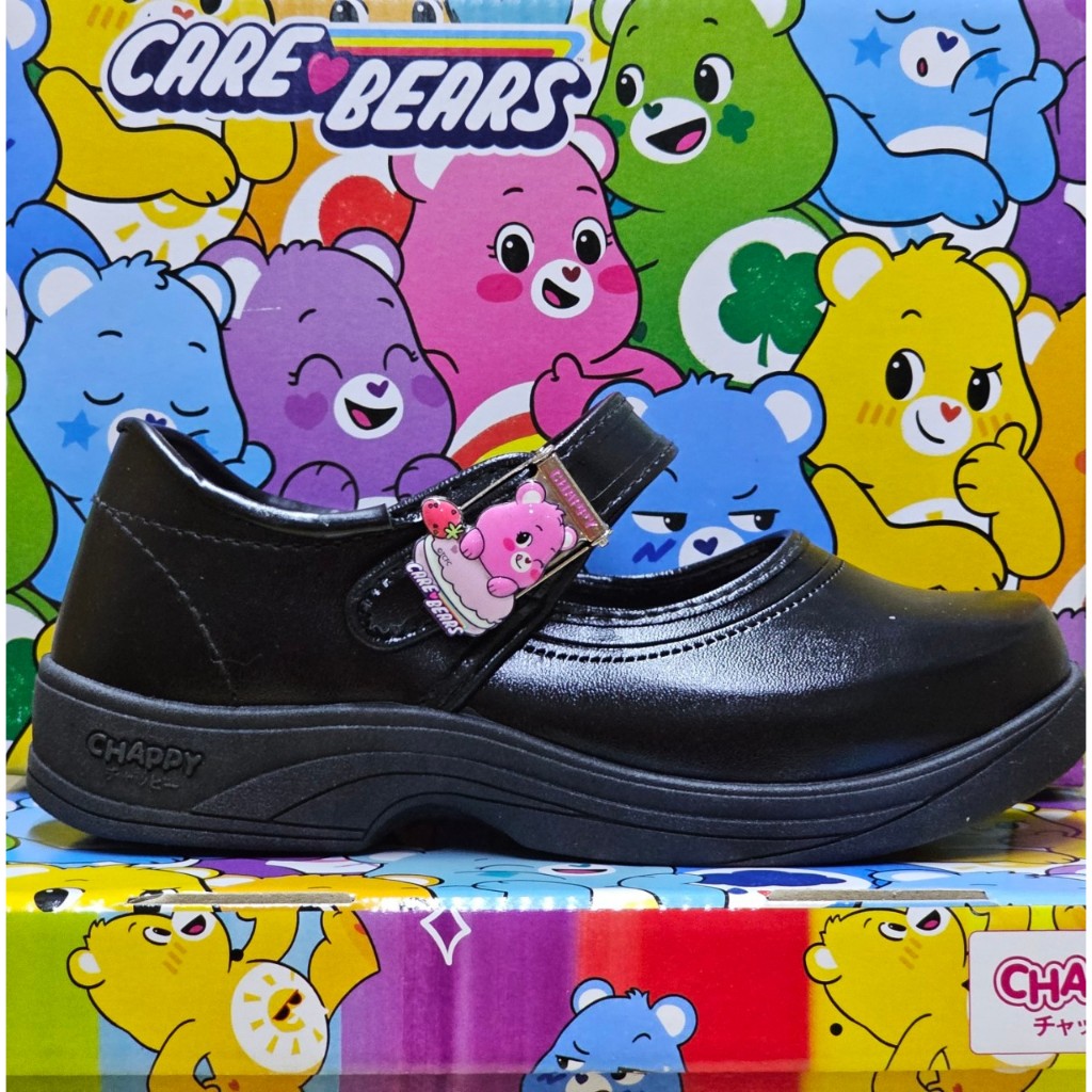 รองเท้านักเรียนหนังดำของผู้หญิงยี่ห้อCHAPPYCarebearcCB-5แบบล็อคไม่มีไฟกระพริบรุ่นใหม่ล่าสุด