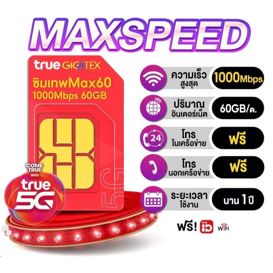เลือกเบอร์ได้(1)!! เบอร์มงคล เบอร์สวย เบอร์จำง่าย ซิมMax Speed 60Gb!!