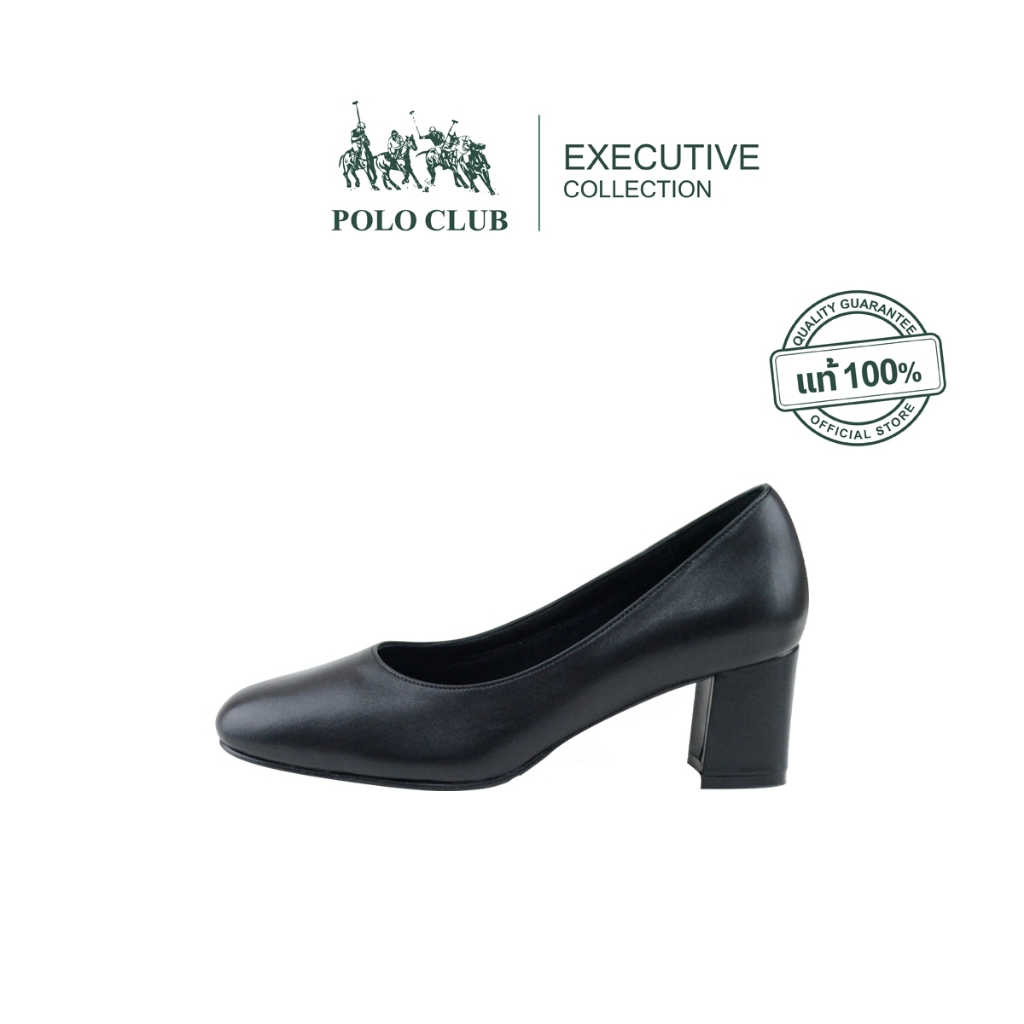 POLO CLUB รองเท้าหนัง รุ่น EX-1978  สีดำ | รองเท้าคัดชูผู้หญิง สูง2.5นิ้ว