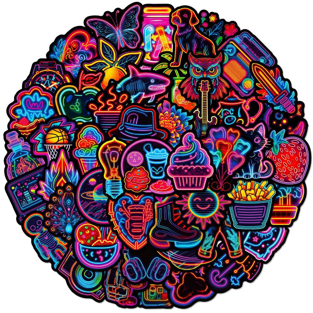 50PCS สติกเกอร์หมวกกันน็อกรถ สไตล์น่ารักเก๋ไก๋ ดีไซน์สร้างสรรค์ ติดได้ทั้งแก้วน้ำ-คอมพิวเตอร์