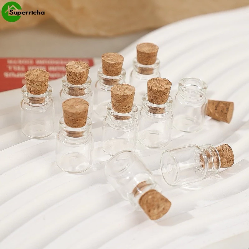 ✨พร้อมส่งในไทย (10ขวด)✨ขวดแก้วจิ๋ว✨ฝาไม้✨ขนาด 1 ml