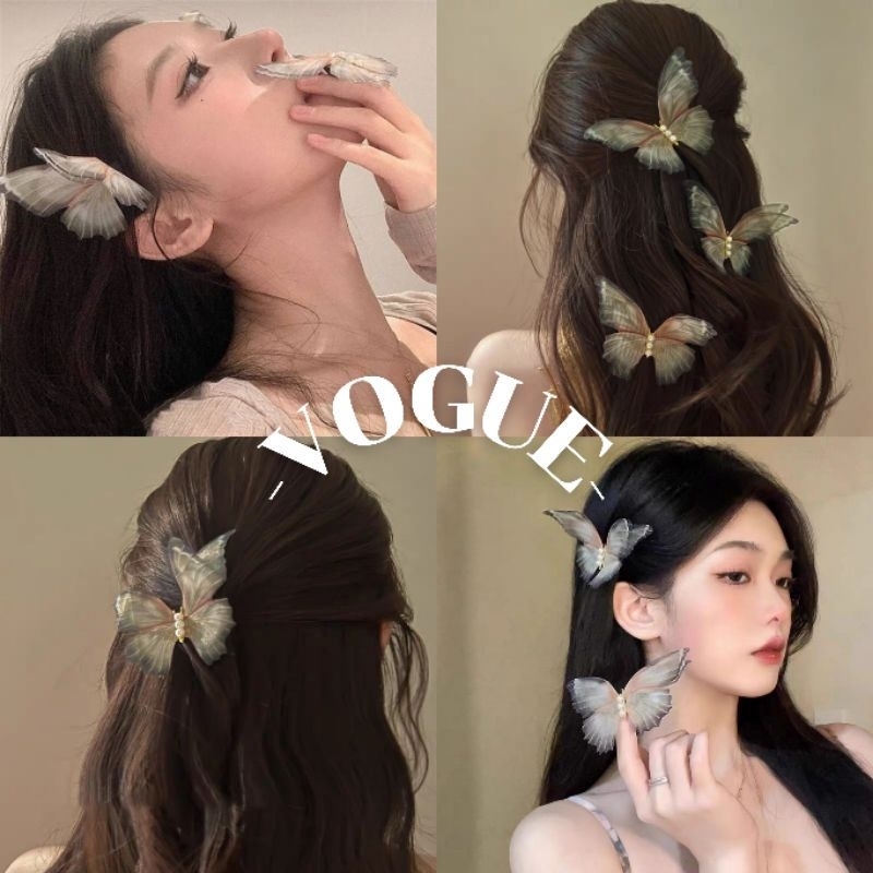 Vogue🌟พร้อมส่ง🌟 เก็บติดผมสเตอริโอ รูปผีเสื้อ ส่าหรับผู้หญิง (VO-9)
