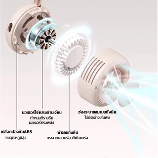 พัดลมคล้องคอ พัดลมห้อยคอ 20000mAh ส่งลม 360° จ่ายลม4 ช่อง ลมแรง3 ระดับ ลมแรงเสียงเบา พัดลมคอ