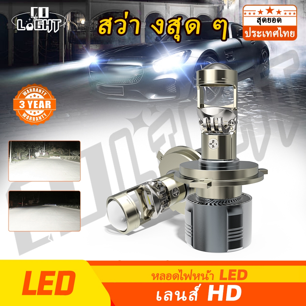 CO LIGHT Car H4 H11 H7 9005 9006 LED Projector Lens Lens Lens พร้อมพัดลม Canbus 6500K 120W 12000LM