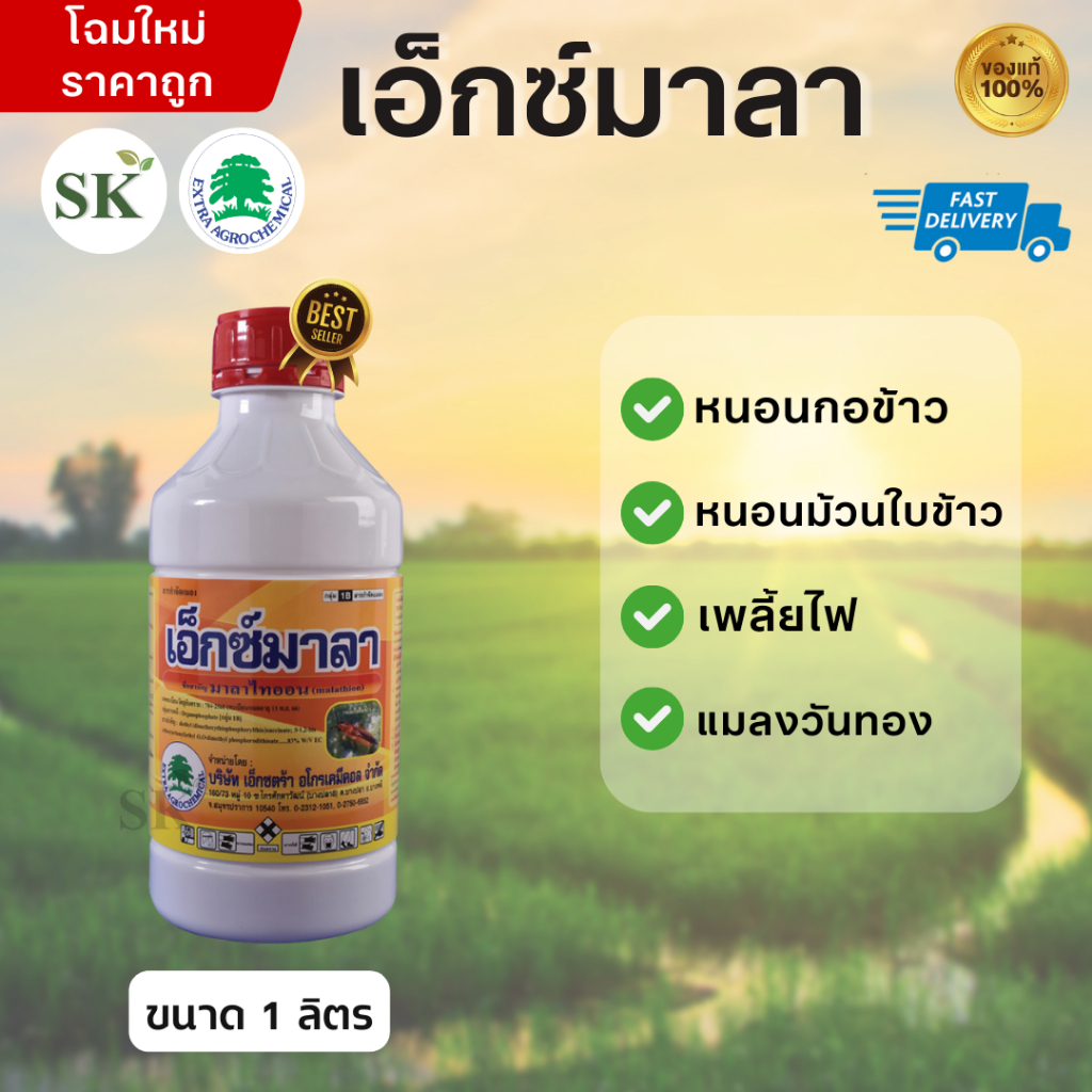 💥เอ็กซ์มาลา-มาลาไธออน 83% W/V EC กำจัดศัตรูพืช เพลี้ยอ่อน เพลี้ยไฟ เพลี้ยแป้ง หนอน มวน แมลงหวี่ขาว ขนาด 1 ลิตร