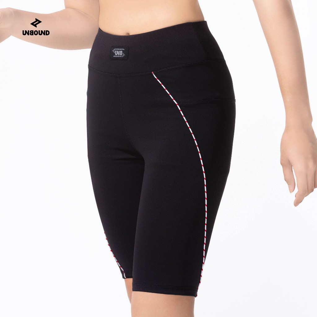UNBOUND ROPE-INTARSIA CYCLING LEGGINGS กางเกงเลกกิ้งขาสั้น กางเกงปั่นจักรยาน สีดำ