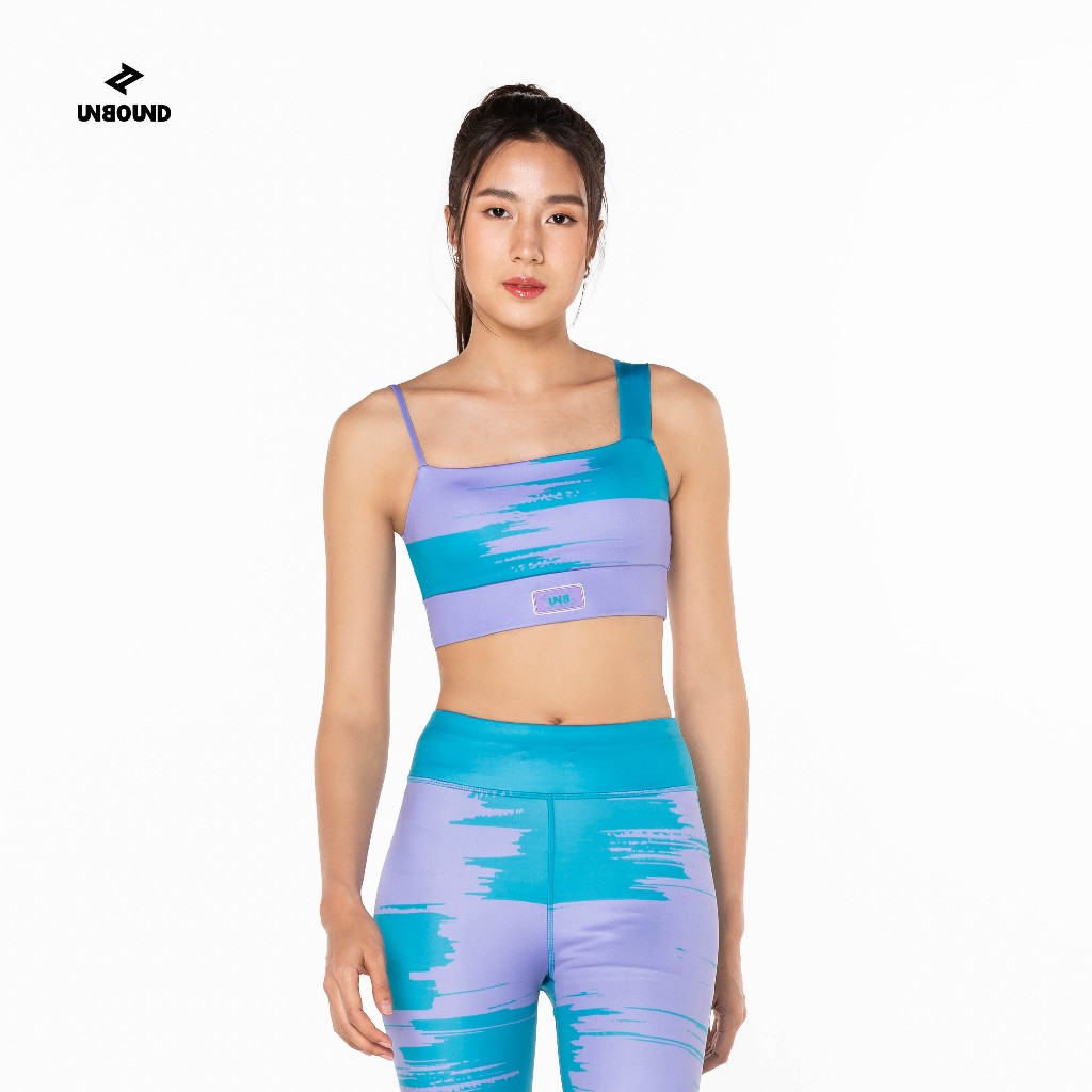 UNBOUND DRAMATIC NATURE SPORTS BRA-GREEN GARDEN+PURPLE ROSE สปอร์ตบราผู้หญิง ลายสีเขียว - ม่วง