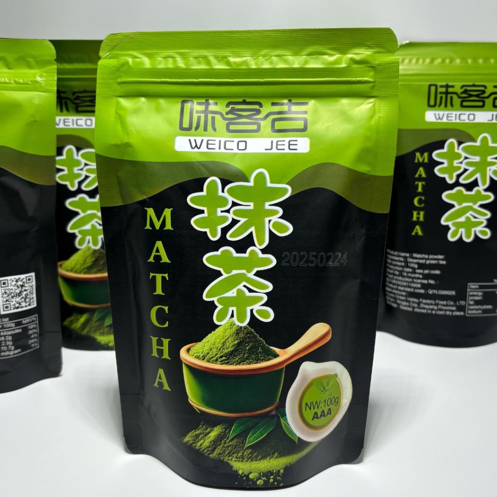 👍♥️ผงชาเขียวมัทฉะ Weico jee เกรดAAA เครื่องดื่มผงชาเขียว อบขนมเค้ก 100g [26แบบที2]