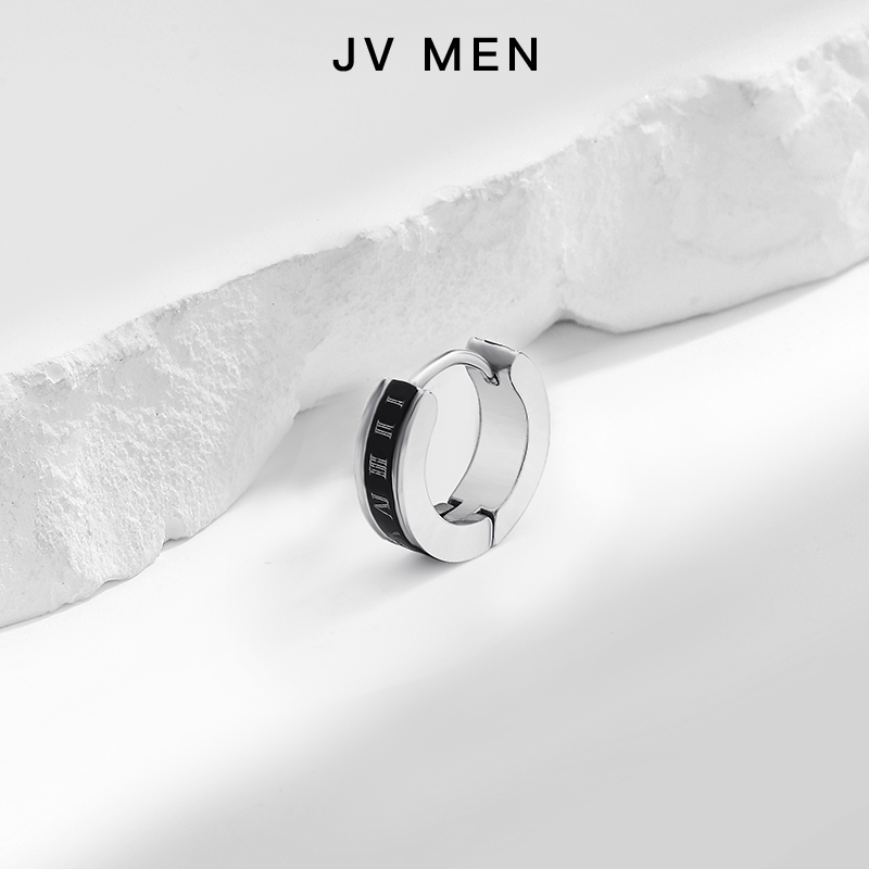 1 คู่ ต่างหูห่วงตัวเลขโรมัน สไตล์เกาหลี ต่างหูห่วงลายวินเทจสําหรับผู้ชาย เรียบหรู ใส่ได้ทุกโอกาส - รูปที่ 3