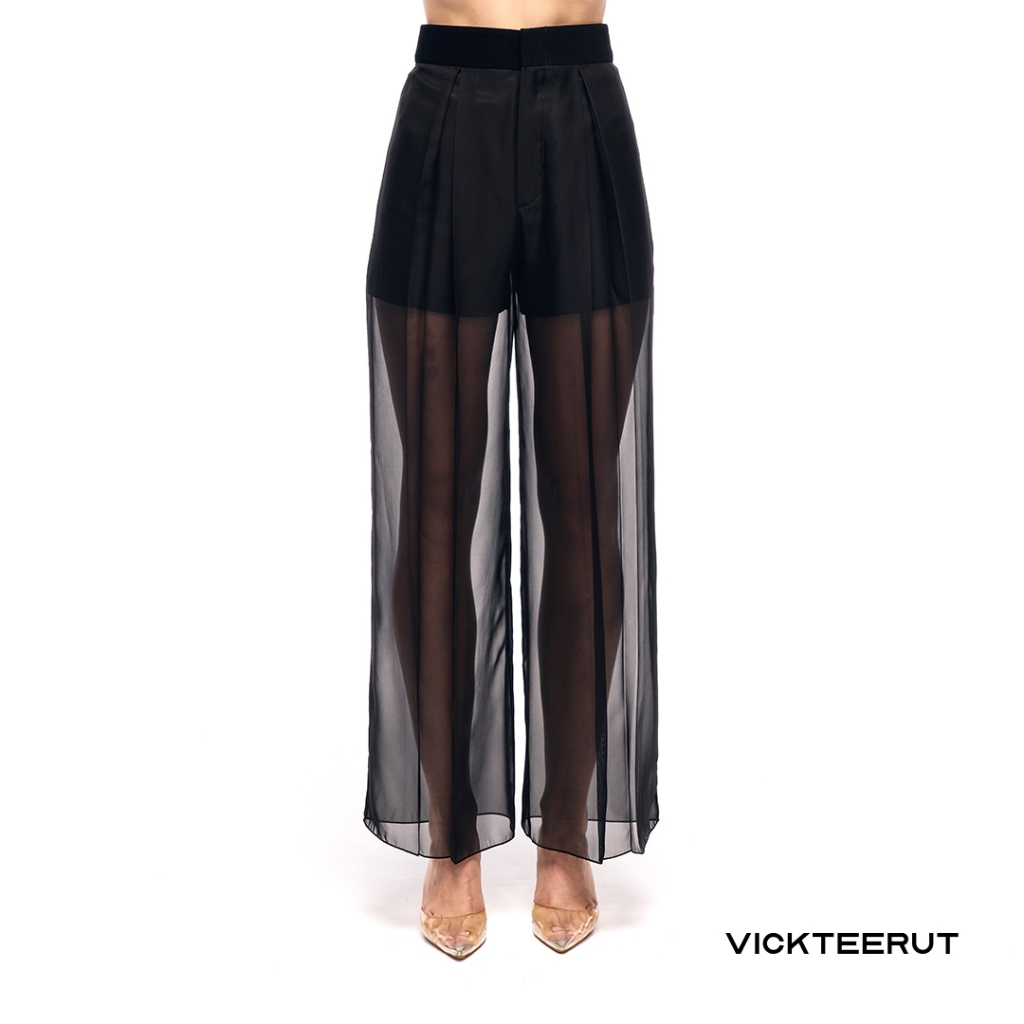 VICKTEERUT Re-Edition Wide Leg Trousers กางเกงขาบาน จีบหน้า