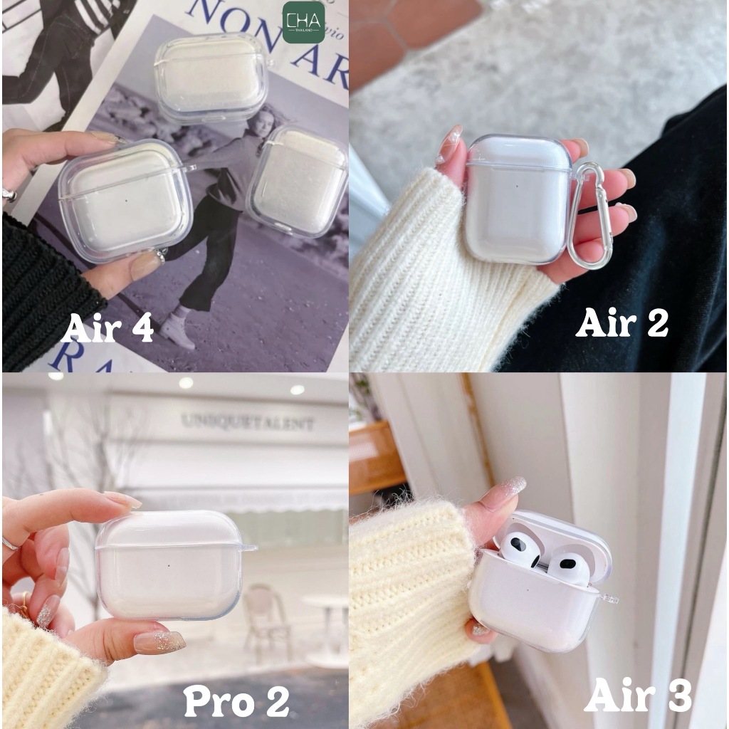 เคสสีใส สำหรับตัวเครื่อง Airpods Airpods 4/1/2/3 / pro 3 / pro 2 gen4/gen2/3/1 ป้องกันการกระแทก ตกหล่น ไม่บาง ป้องกันได
