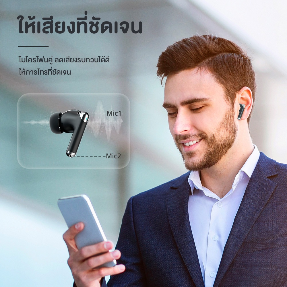 Tronsmart Sounfii R4 ENC Earphones หูฟังไร้สาย ตัดเสียงรบกวนรอบข้างได้ดี ไดร์เวอร์ไทเทเนียม 12 มม.
