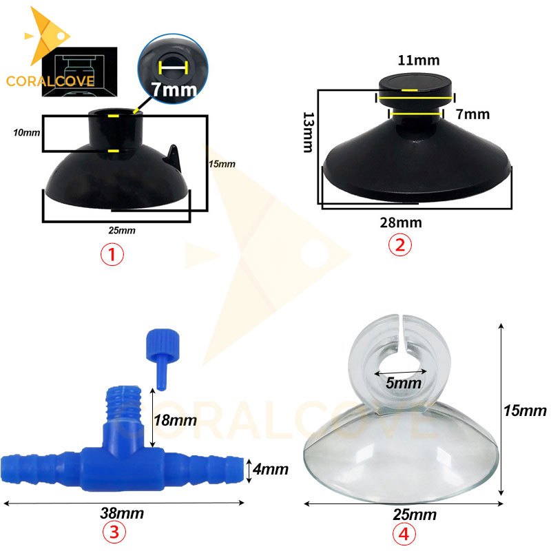 coralcoveshop อุปกรณ์ตู้ปลา ถ้วยดูดหลอดลม ถ้วยดูดตู้ปลา หินฟองเพิ่มออกซิเจน วาล์วควบคุมอากาศ