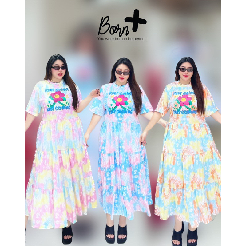 Bornplusเดรสลายมัดย้อมไซส์ใหญ่