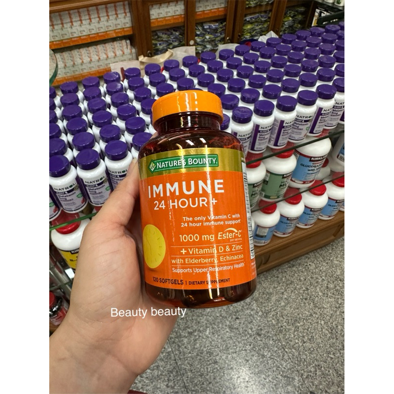 Nature's Bounty Immune 24 Hour+ with 1,000 mg. Ester-C 120 Softgels