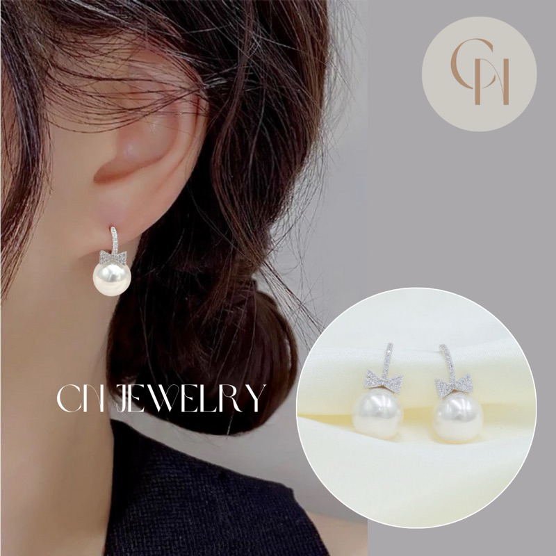 ต่างหูห่วงเพชร รุ่นทรงโค้งไว้อกกงาน 👑1คู่ CN Jewelry earing ตุ้มหู ต่างหูแฟชั่น ต่างหูเกาหลี ต่างหูทอง