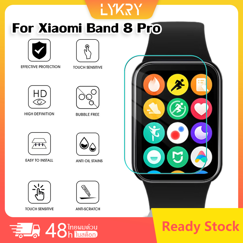 ฟิล์มกันรอยกระจกนิรภัยสำหรับ Xiaomi Band 8 Pro ครอบคลุมเต็มจอ ฟิล์มป้องกันการระเบิด HD สำหรับ Mi Band 8 Pro