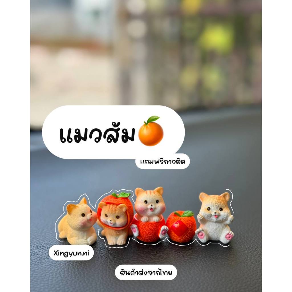 โมเดลน้องแมวส้มจิ๋วจำนวน5ตัว ฟรีกาวติด ติดตกแต่งวางโชว์สะสม โมเดลฟิกเกอร์