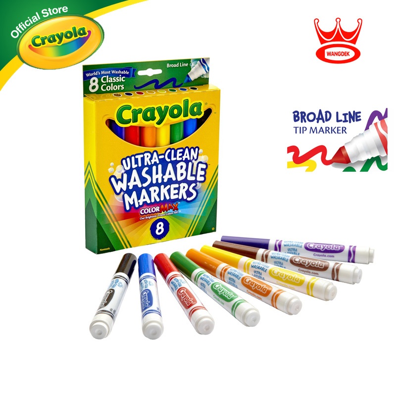 Crayola Broad Line Ultra Clean Classic Marker 8 Colors เครโยล่า ปากกาสีเมจิก ล้างออกได้ 8 สี คลาสสิค สีเมจิค 58-7808