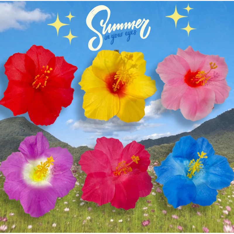 🌼พร้อมส่งจากไทย🌼กิ๊บติดผมดอกชบา กิ๊บติดผมดอกไม้summerหน้าร้อน กิ๊บดอกไม้สไตล์ทะเล