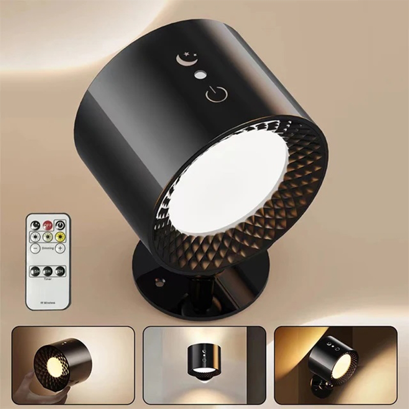 โคมไฟติดผนัง LED ควบคุมด้วยการสัมผัส รีโมท IR หมุนได้ 360 องศา ชาร์จผ่าน USB ไร้สาย ไฟกลางคืนแบบพกพาสำหรับข้างเตียง ห้อง