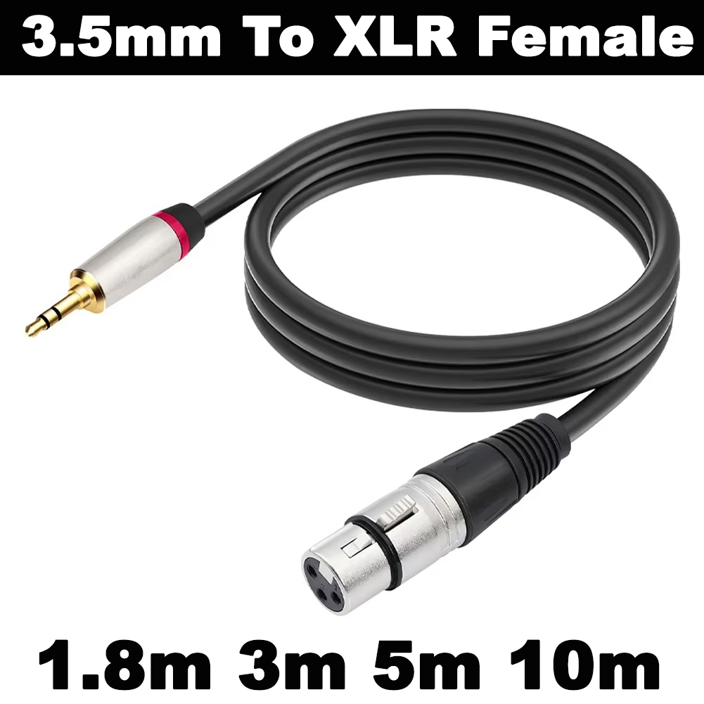 สายไมค์โครโฟน 3.5mm Stereo Jack Male to XLR Female Cable Foil+Braided Shielded For Microphone Mixer 5m 10m.