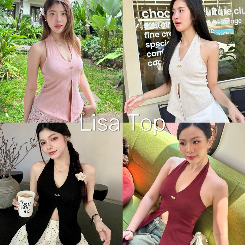 Kacha16brand - Lisa Top เสื้อคล้องคอเข้ารูป ด้านหลังเป็นยางยืดสามารถยืดได้ตามสรีระ