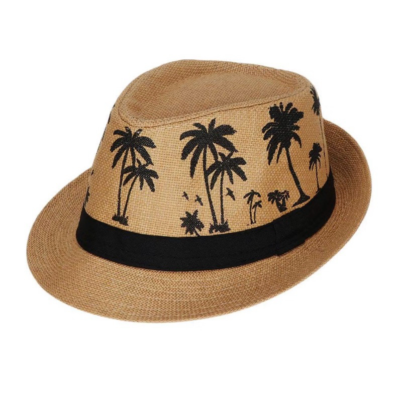 หมวกแจ๊ส หมวกไมเคิล หมวกกันแดดลายต้นมะพร้าว พร้อมส่ง