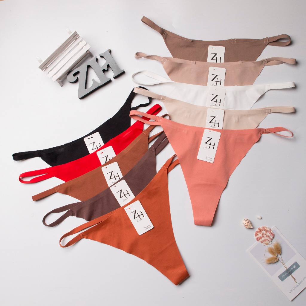 ZH.D019กางเกงชั้นในจีสตริงไร้ตะเข็บสำหรับผู้หญิงสไตล์เซ็กซี่G-String10สีพร้อมส่ง