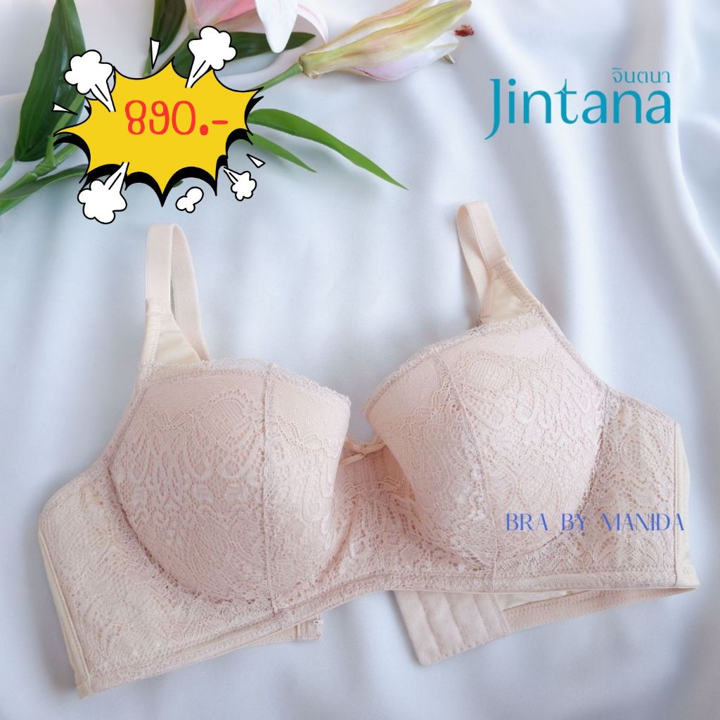 Jintana  Glamour รหัส JBG601 มีโครง ฟองน้ำบาง  มีช่องใส่ฟองเสริม ถอดฟองออกได้  ***มีฟองเสริมแถมไปด้วย*** ราคา 890 บาท – โปรปัง