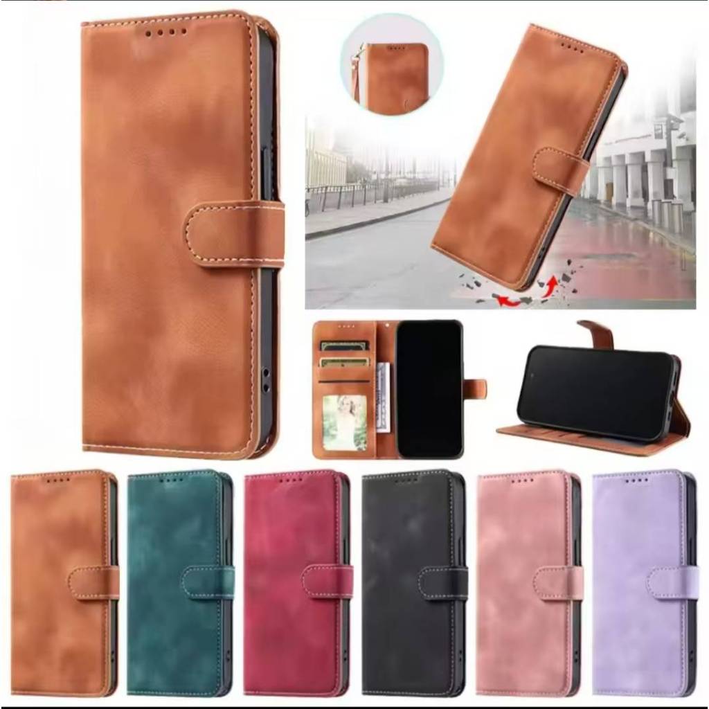 เคสฝาพับหนัง กระดุมล็อก XUNTE4 สำหรับรุ่น Realme C53 C65 เคสกันกระแทก ตั้งได้