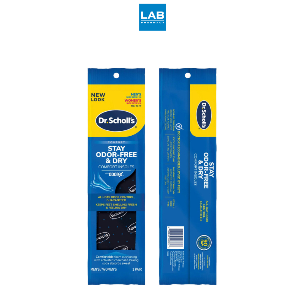 Dr.Scholl's Comfort Stay Odor-Free & Dry Comfort Insoles 1 Pair ดร.สกอลล์ คอมฟอร์ท แอร์ พิลโล คอมฟอร