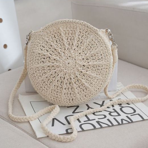พร้อมส่ง 3 แบบ กระเป๋าเชือกถัก แบบกลม ครึ่งวงกลม งานถักละเอียด P342