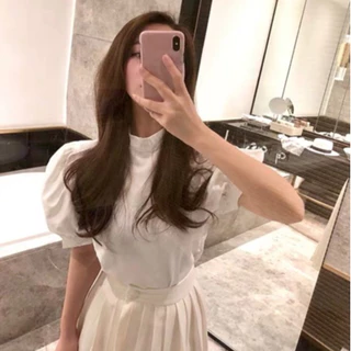 TUM012 TARA SARA เสื้อคอจีน สีดำ แขนพอง เนื้อผ้าซาร่า ผ้าดีมาก งานดี ทรงน่ารักมาก จะใส่เที่ยว ใส่ทำงาน ได้หมด